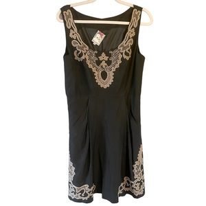 Yoana Baraschi black gold silk embroidered dress 12
